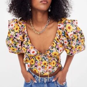 Glenn Crop Top in Yellow FOR LOVE & LEMONS NWT